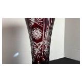 Romanian ruby cut to clear vase