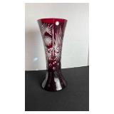 Romanian ruby cut to clear vase