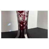Romanian ruby cut to clear vase