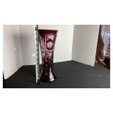 Romanian ruby cut to clear vase