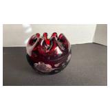 Bohemian ruby cut to clear rose bowl