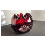 Bohemian ruby cut to clear rose bowl