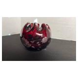 Bohemian ruby cut to clear rose bowl