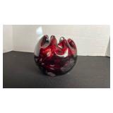 Bohemian ruby cut to clear rose bowl