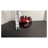 Bohemian ruby cut to clear rose bowl