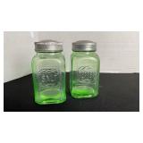 UV reactive depression glass salt and pepper shaker set