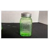 UV reactive depression glass salt and pepper shaker set