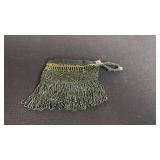 Vintage shaggy beaded handbag with carnival glass beads