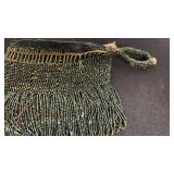 Vintage shaggy beaded handbag with carnival glass beads