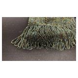 Vintage shaggy beaded handbag with carnival glass beads