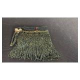 Vintage shaggy beaded handbag with carnival glass beads