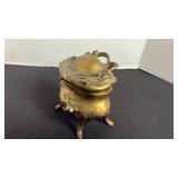 Art Nouveau jewelry casket, floral with footed with handle