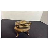 Art Nouveau jewelry casket, floral with footed with handle