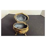 Art Nouveau jewelry casket, floral with footed with handle