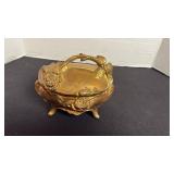 Art Nouveau jewelry casket, floral with footed with handle