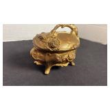 Art Nouveau jewelry casket, floral with footed with handle
