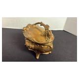 Art Nouveau jewelry casket, floral with footed with handle