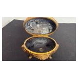 Art Nouveau jewelry casket, floral with footed with handle