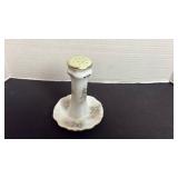 Vintage lavender floral hat pin holder marked Limoge