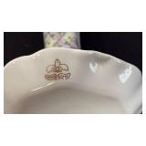 Vintage lavender floral hat pin holder marked Limoge