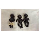 Antique 1920s black porcelain baby dolls