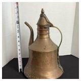Turkish hammered copper and brass coffee pot