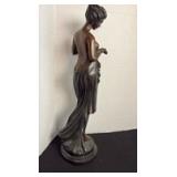 Bronze lady statue holding sarong 23 in