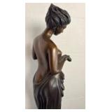 Bronze lady statue holding sarong 23 in