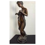 Bronze lady statue holding sarong 23 in