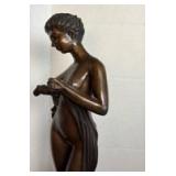 Bronze lady statue holding sarong 23 in