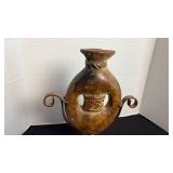 Metal and clay vase 12 inches