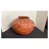 Mexican Clay Fish Design Pottery Vase