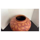 Mexican Clay Fish Design Pottery Vase