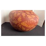 Mexican Clay Fish Design Pottery Vase