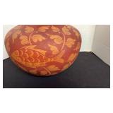 Mexican Clay Fish Design Pottery Vase