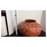 Mexican Clay Fish Design Pottery Vase