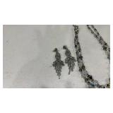 Womens necklace and pair of earrings