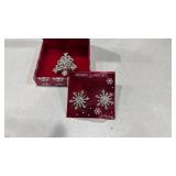 Holiday pin and earrings
