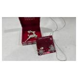 Holiday necklace, brooch, and earrings