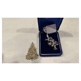 Eisenberg ice Christmas tree brooches