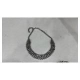 Art deco shoe clips, earrings and necklace