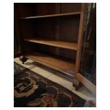 Antique Larkin-Inspired quarter sawn oak leaded pane glass front display bookcase 59 x 42 x 14 in