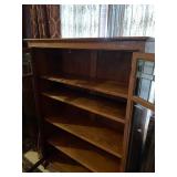 Antique Larkin-Inspired quarter sawn oak leaded pane glass front display bookcase 59 x 42 x 14 in