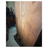 Antique Larkin-Inspired quarter sawn oak leaded pane glass front display bookcase 59 x 42 x 14 in