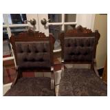 Pair of antique Eastlake style upholstered chairs