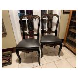 Pair of Napoleon III style chairs with ornate brass inlaid details (some of the brass is loose)