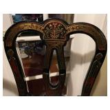 Pair of Napoleon III style chairs with ornate brass inlaid details (some of the brass is loose)