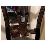 Pair of Napoleon III style chairs with ornate brass inlaid details (some of the brass is loose)