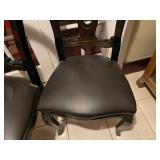 Pair of Napoleon III style chairs with ornate brass inlaid details (some of the brass is loose)