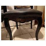 Pair of Napoleon III style chairs with ornate brass inlaid details (some of the brass is loose)